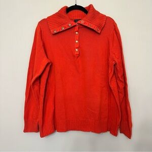 Lauren Ralph Lauren Green Label Knit Sweater Gold Buttons Orange Jumper Size 1X